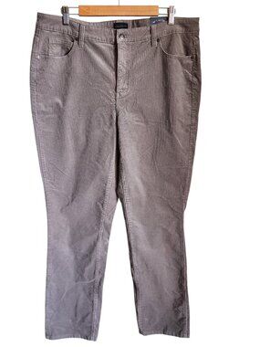 Talbots Pants Womens 14W Gray Grey Corduroy Straight Leg Pant High Waist NEW